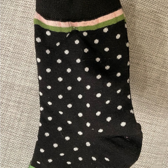 Women’s Kate Spade Shortie Crew Socks Blk/Stripe/ Polka Dot - Picture 5 of 6